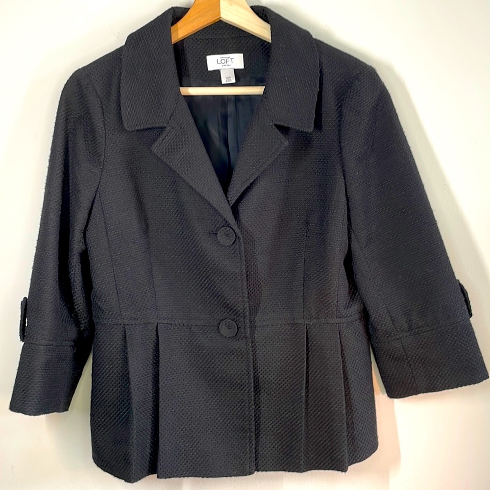 Loft Petites Black Textured Blazer